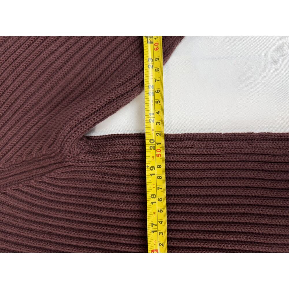 L.L. Bean Ribbed Cotton Full Zip Mock Neck Sweater XL Tall Burgundy Cardigan - Picture 7 of 8